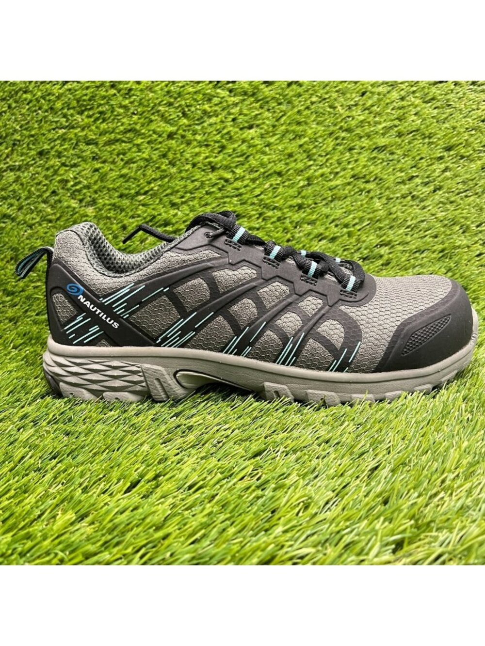 Nautilus Stratus Womens Size 8.5 Gray Black Blue Composite Toe Safety Work Shoes